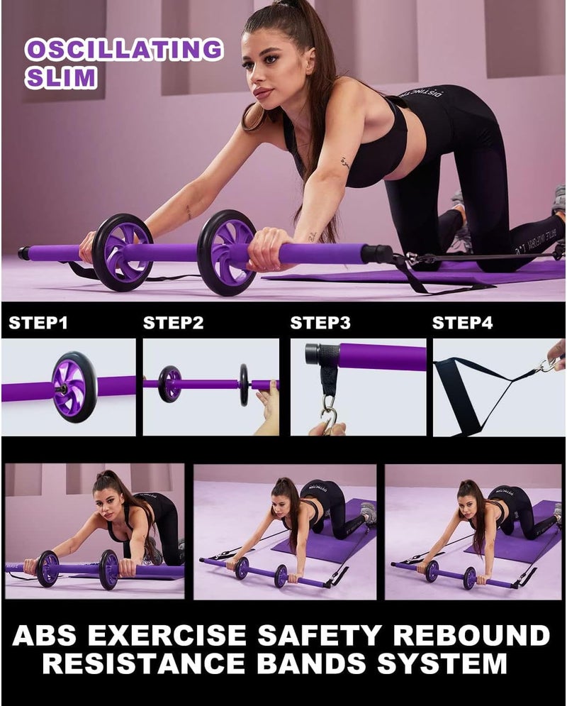 OSCILLATING SLIM Pilates bar kit Multiple Fitness bar with Resistance Bands, Ab Rollers.Core Strength Training Equipment. Squat Machine for Men and Women.Portable Home Gym Pilates bar kit for Full Body Training Women - Image 5